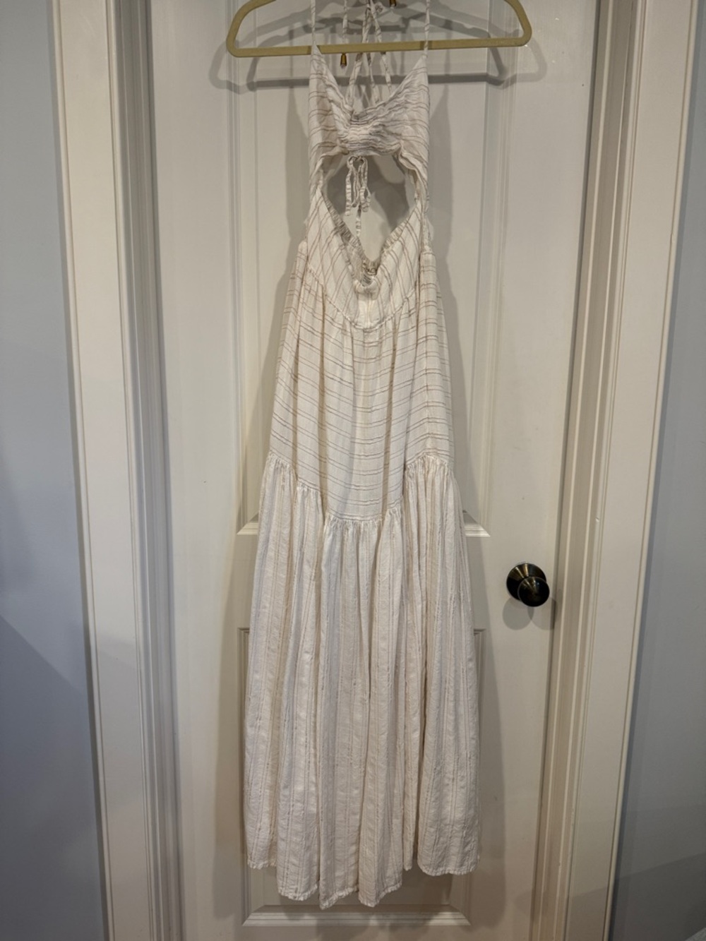 LSPACE Cream Halter Maxi Dress with Cutout